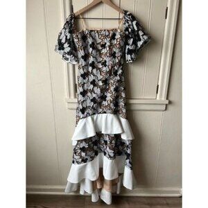 Keepsake Bardot Layered Printed Gown